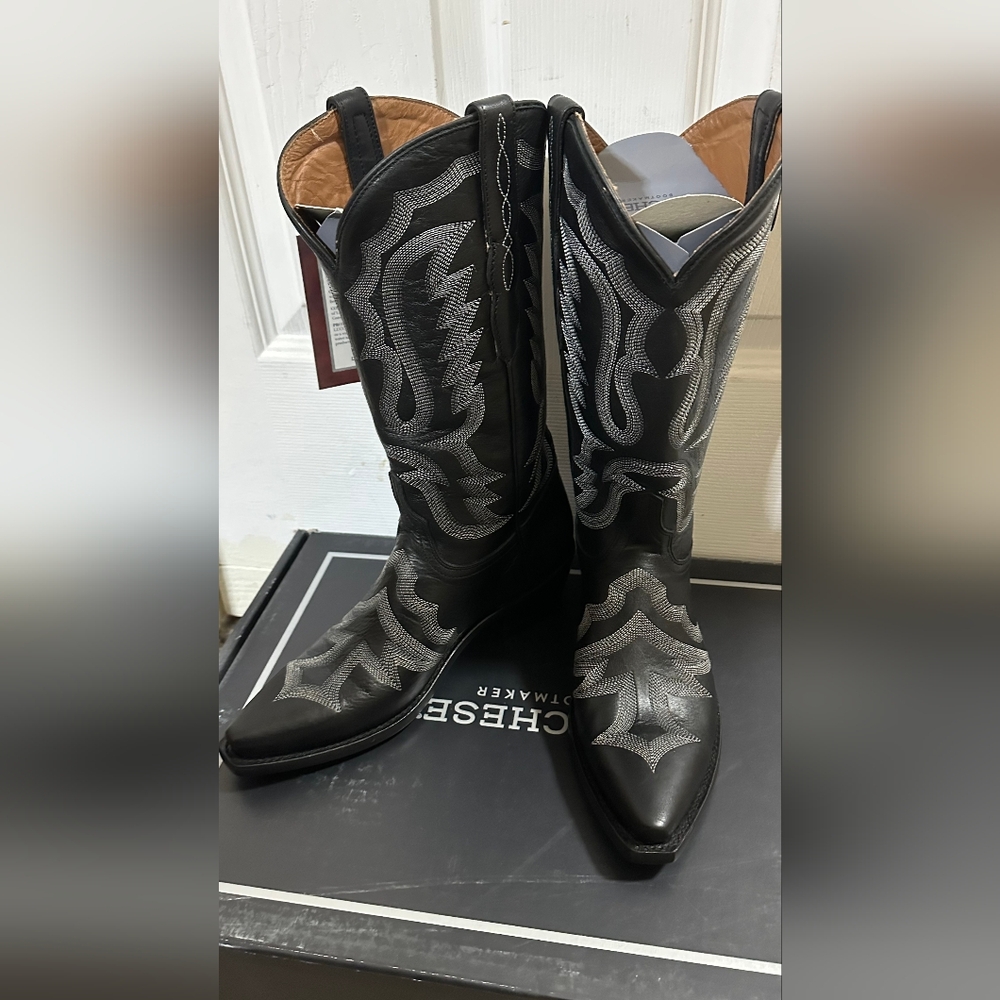 NWT Lucchese Black Cow Vamp Stitch Western Boot US women size 7.5 - Picture 3 of 6